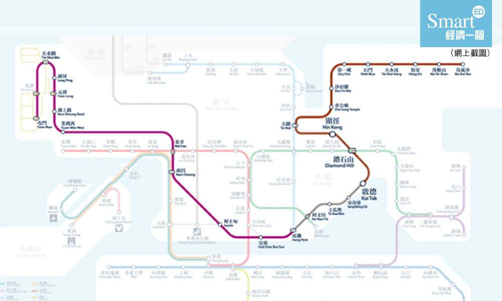  屯馬線 一期2月14日 通車 鑽石山 去 啟德 站只需9分鐘 繁忙時間 最快3.5分鐘一班車