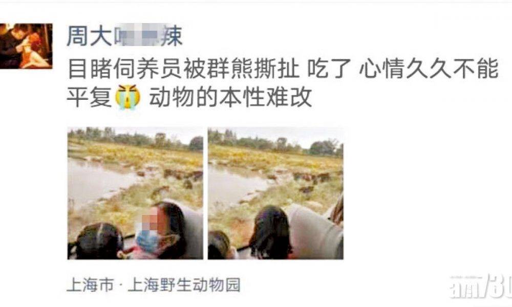  上海野生動物園熊群圍攻 飼養員慘死