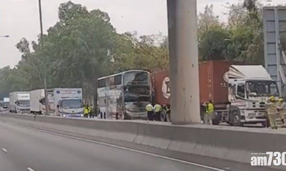  新田公路九巴貨櫃車相撞 至少11人受傷