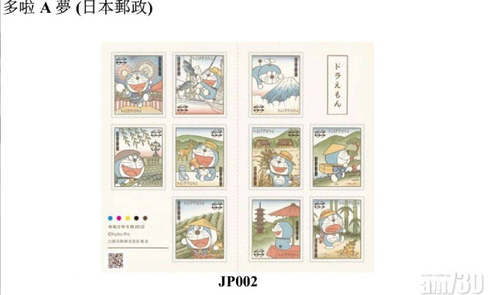  香港郵政今發售境外郵品  多啦A夢Miffy貼紙郵票不容錯過