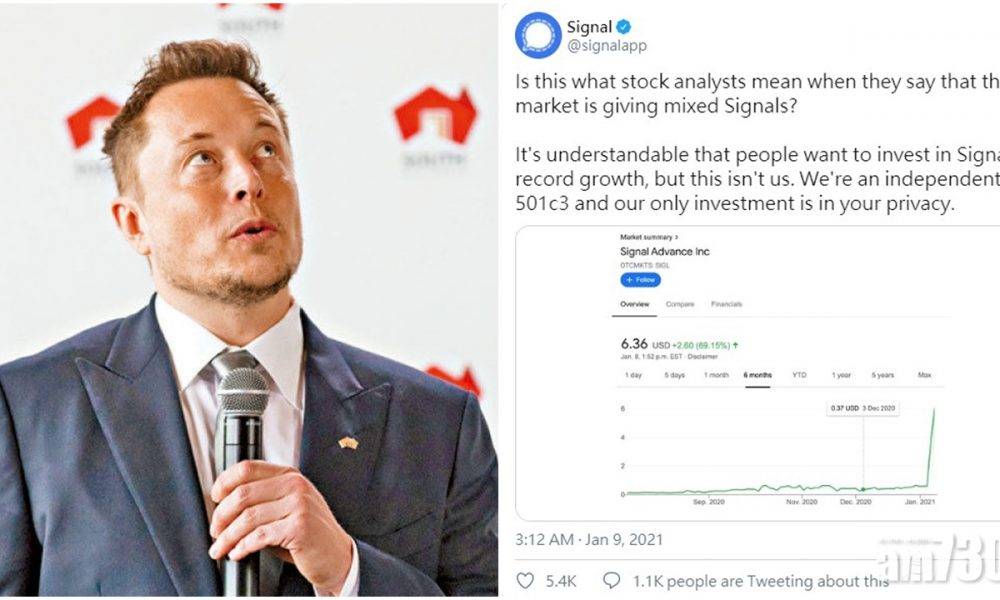  【WhatsApp改條款】Tesla馬斯克籲轉用Signal　帶挈同名股票漲1100%