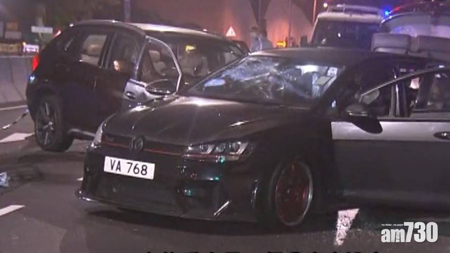  西貢有私家車被人用車撞攔腰撞停 兩男女受傷送院