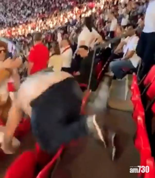  歐國盃｜英格蘭贏波 重量級裸男興奮打氣 碌落觀眾席 (有片)