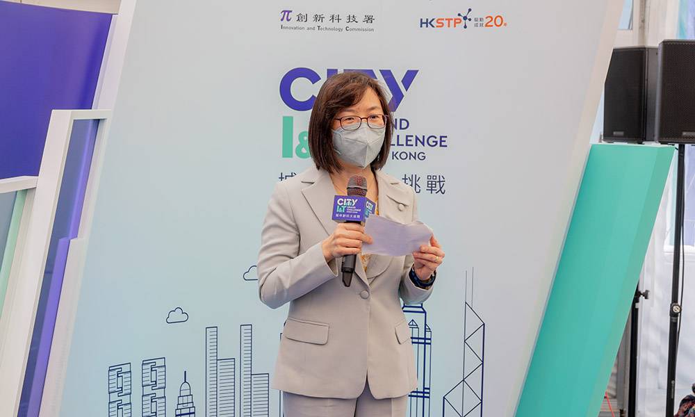 城市創科大挑戰 創意展 創新科技署署長潘婷婷表示，很高興見到得獎團隊通過創科去解決生活上各種問題，將創新意念落地應用於社區，推動香港未來發展。