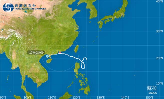 颱風蘇拉｜路徑圖、風力預測及天文台最新消息