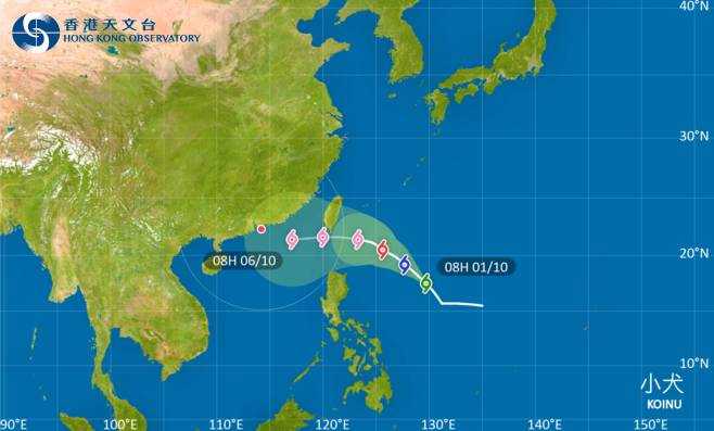 颱風小犬｜路徑圖、風力預測及天文台最新消息