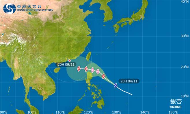 颱風銀杏｜路徑圖風力預測及天文台最新消息