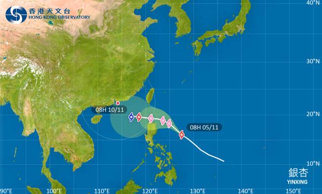 颱風銀杏｜路徑圖風力預測及天文台最新消息