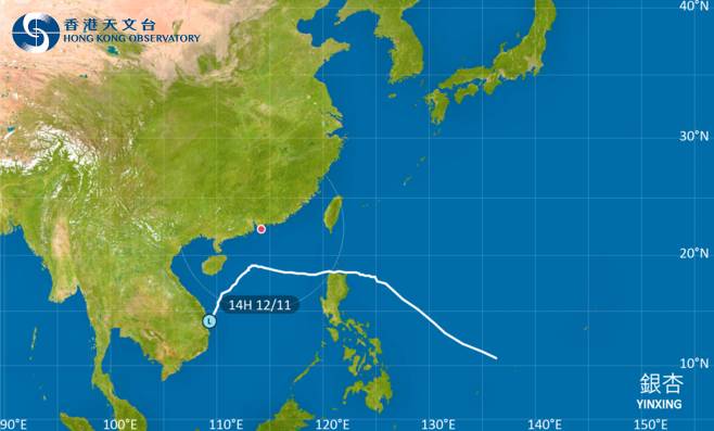 颱風銀杏｜路徑圖風力預測及天文台最新消息