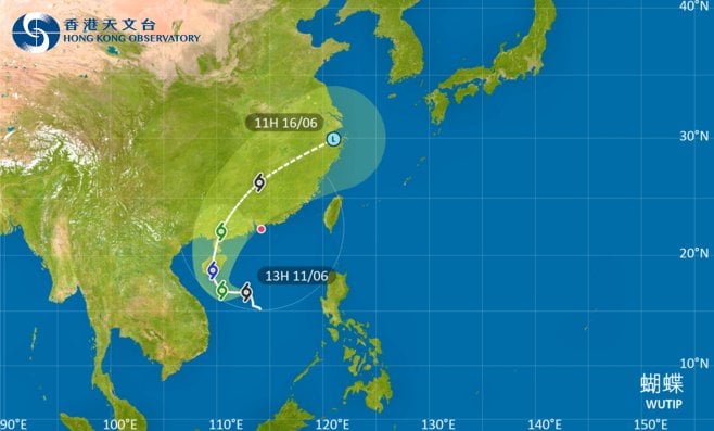 蝴蝶會在今明兩日逐漸增強並大致移向海南島，隨後移至雷州半島一帶