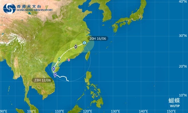 蝴蝶會大致移向海南島西部並掠過該區，隨後移向北部灣至雷州半島