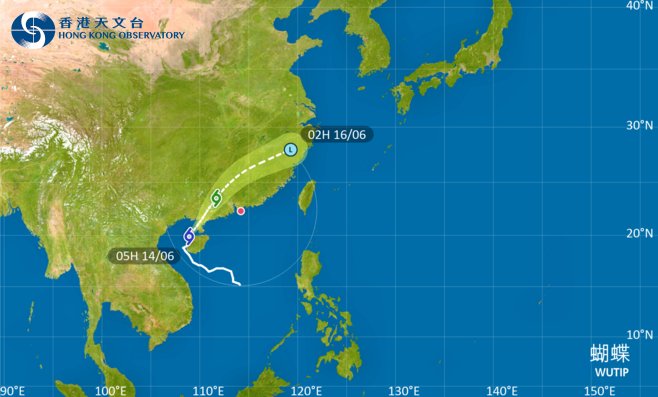 颱風蝴蝶｜路徑圖風力預測及天文台最新消息