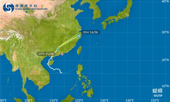 颱風蝴蝶｜路徑圖風力預測及天文台最新消息