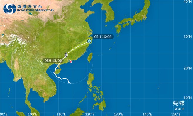 颱風蝴蝶｜路徑圖風力預測及天文台最新消息