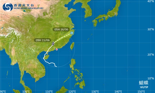 颱風蝴蝶｜路徑圖風力預測及天文台最新消息
