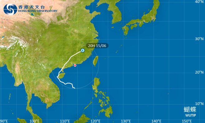 颱風蝴蝶｜路徑圖風力預測及天文台最新消息