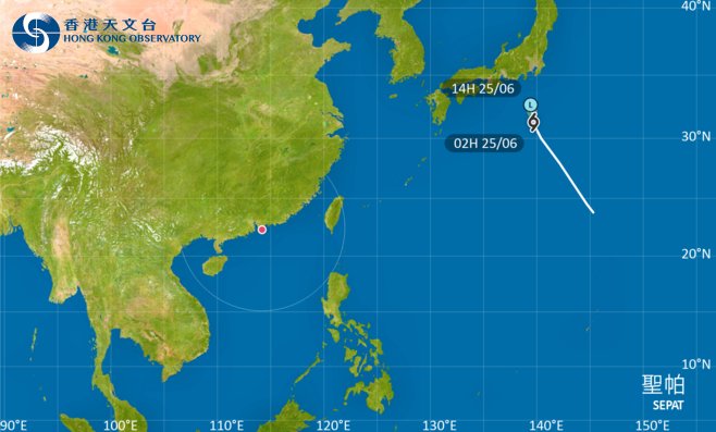 颱風聖帕｜路徑圖風力預測及天文台最新消息