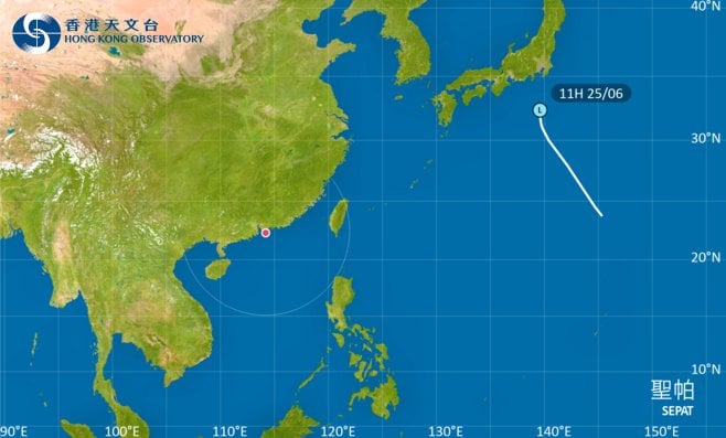 颱風聖帕｜路徑圖風力預測及天文台最新消息