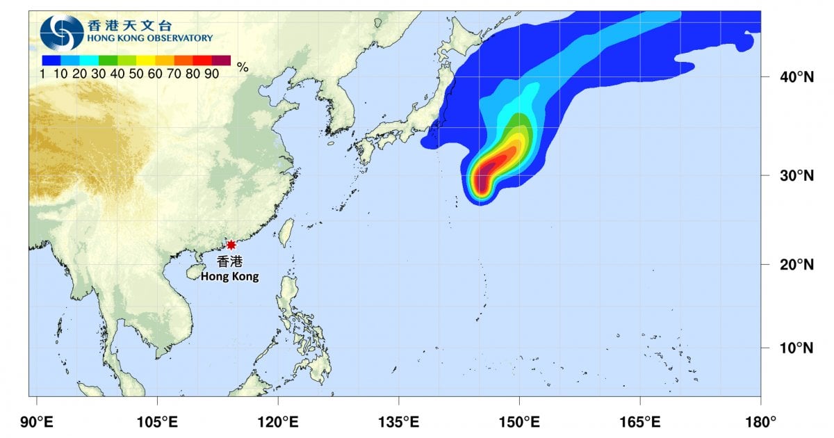 颱風木恩｜路徑圖風力預測及天文台最新消息