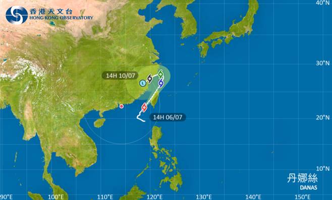 颱風丹娜絲｜路徑圖風力預測及天文台最新消息