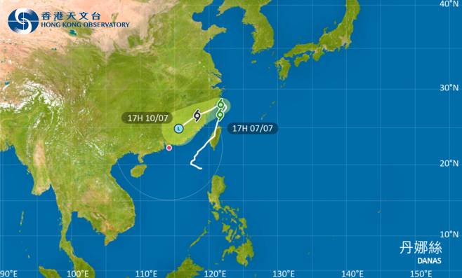 颱風丹娜絲｜路徑圖風力預測及天文台最新消息