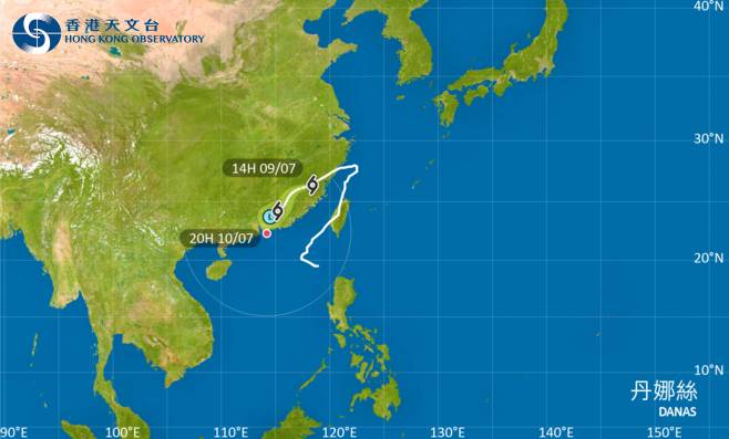 颱風丹娜絲｜路徑圖風力預測及天文台最新消息