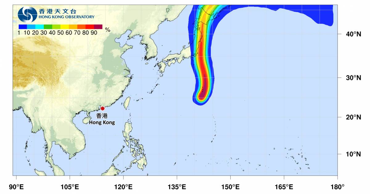 颱風百合｜路徑圖風力預測及天文台最新消息