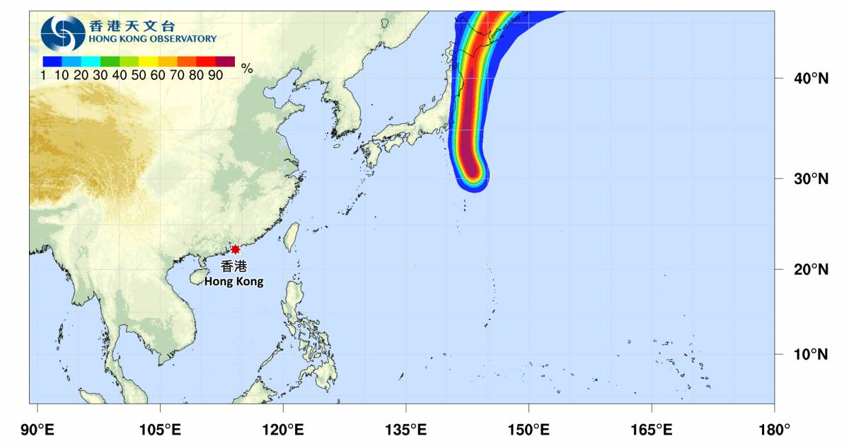 颱風百合｜路徑圖風力預測及天文台最新消息