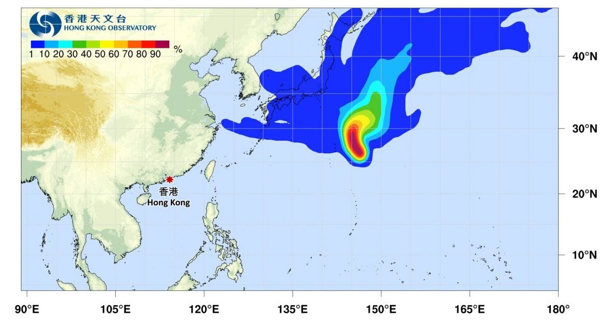 颱風木恩｜路徑圖風力預測及天文台最新消息