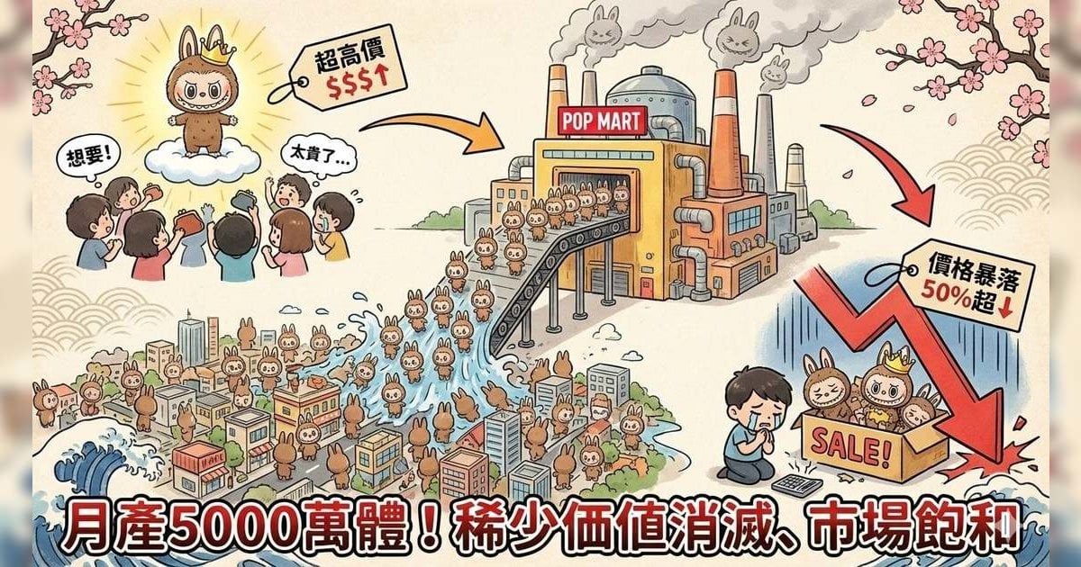 【潮玩泡沫】德銀：Labubu月產5000萬隻致稀缺性不再 隱藏款溢價暴跌逾半