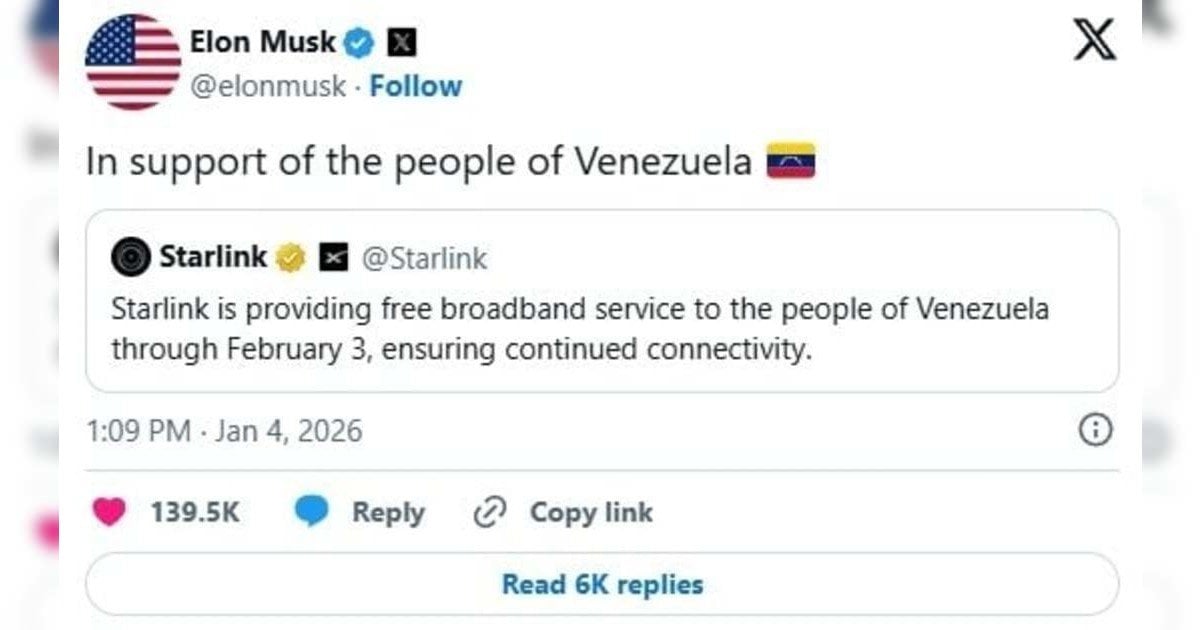 美軍突襲抓捕馬杜羅 馬斯克出手：Starlink免費一個月支援委內瑞拉人民