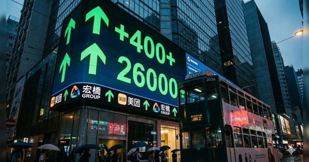 【開市直擊】2026年港股開門紅！恒指升逾400點重上26000關 宏橋續強美團止跌