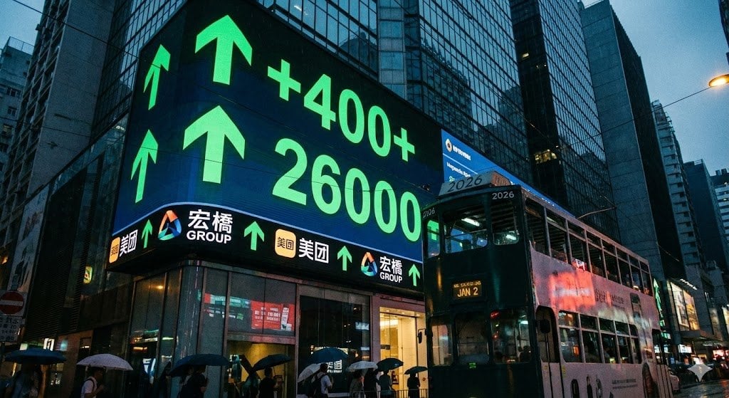 【開市直擊】2026年港股開門紅！恒指升逾400點重上26000關 宏橋續強美團止跌