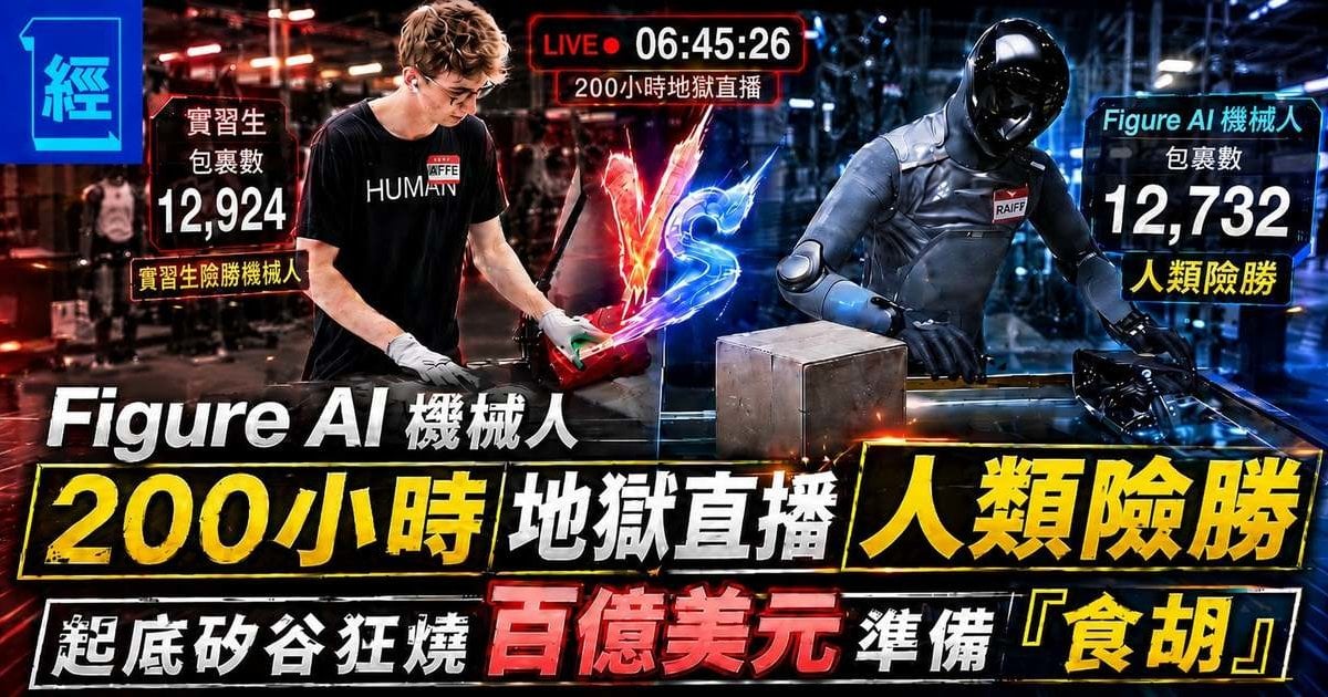 Figure AI 機械人 200小時地獄直播  其中激戰實習生10 小時人類險勝  起底矽谷400億美元瘋狂抬轎 準備「食胡」