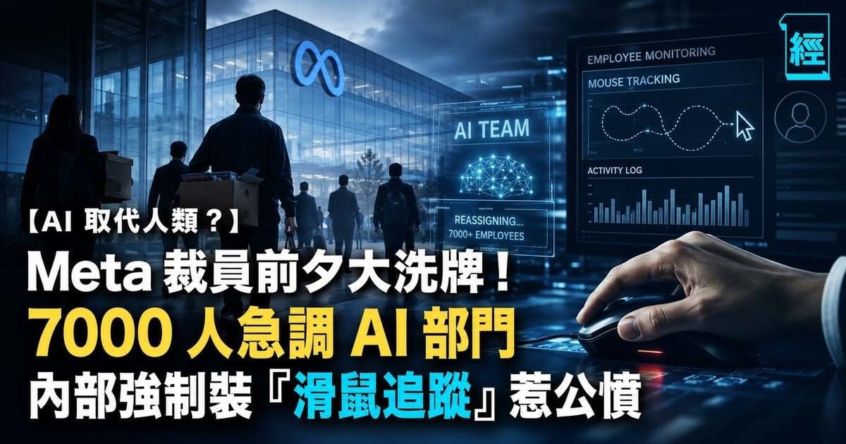 【AI 取代人類？】Meta 裁員前夕大洗牌！7000 人急調 AI 部門 內部強制裝「滑鼠追蹤」惹公憤
