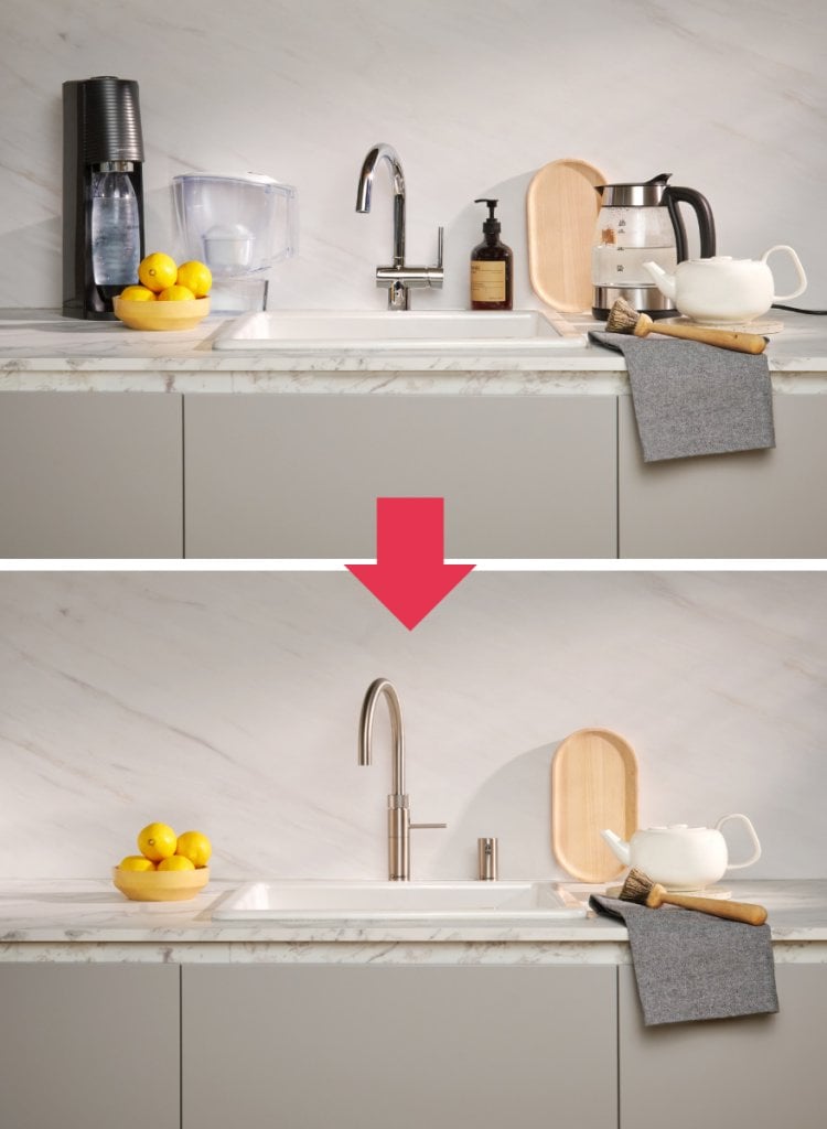 Quooker 安裝Quooker後可減少大量其他設備,釋出空間(圖片來源:Quooker)