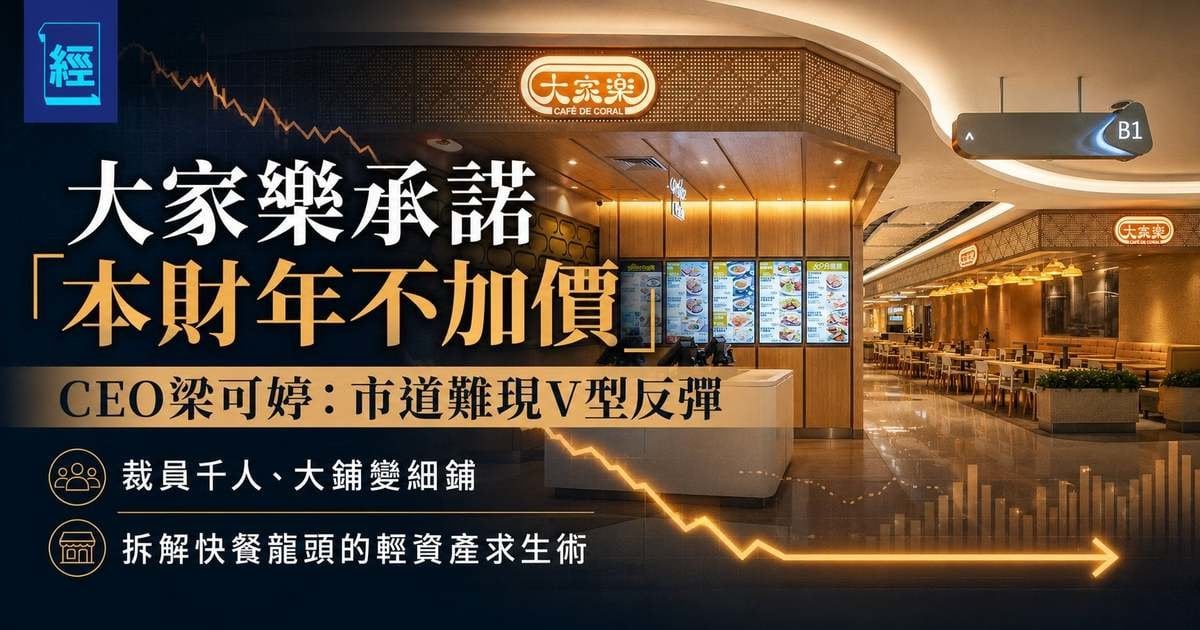 大家樂承諾「本財年不加價」CEO梁可婷：市道難現V型反彈 ── 裁員千人、大鋪變細鋪，拆解快餐龍頭的輕資產求生術