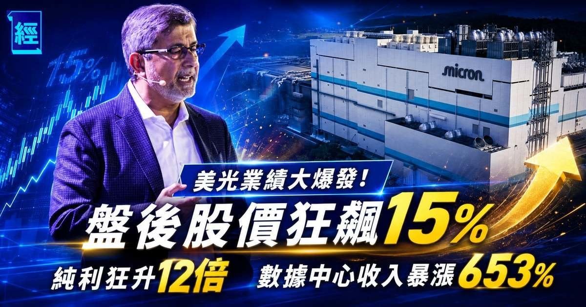 美光業績大爆發！盤後股價狂飆15%  純利狂升12倍 數據中心收入暴漲653%