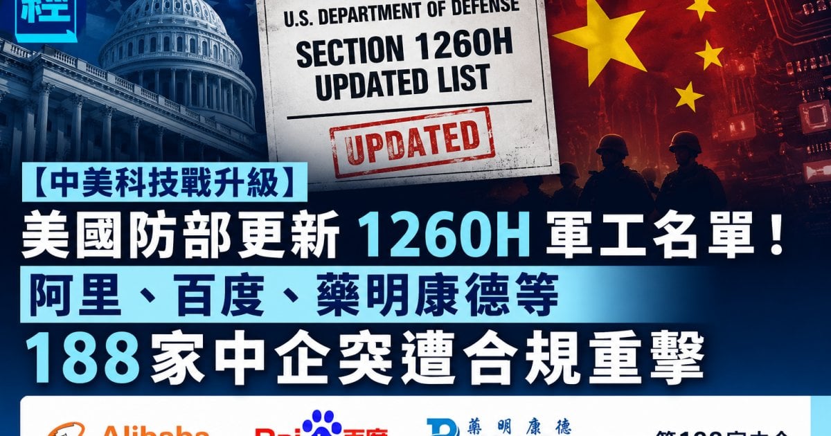 【中美科技戰升級】美國防部更新 1260H 軍工名單！阿里、百度、藥明康德等 188 家中企突遭合規重擊