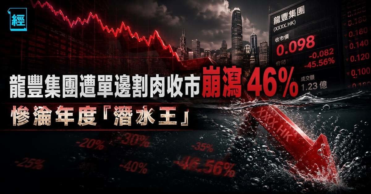 龍豐集團遭單邊割肉收市崩瀉 46%，慘淪年度「潛水王」
