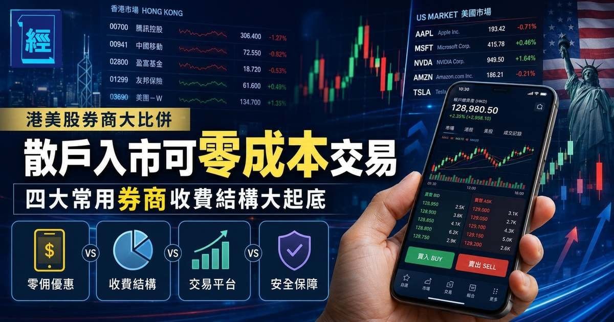 港美股券商大比併 散戶入市可零成本交易 四大常用券商收費結構大起底