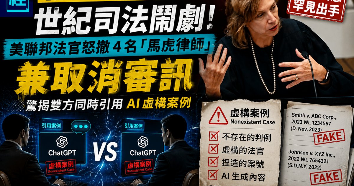 【付錢讓ChatGPT吵架】世紀司法鬧劇！美聯邦法官怒撤 4 名「馬虎律師」兼取消審訊：驚揭雙方同時引用 AI 虛構案例