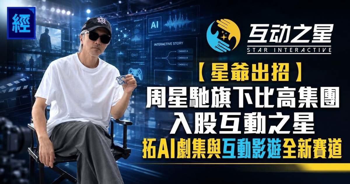 【星爺出招】周星馳旗下比高集團入股互動之星 拓AI劇集與互動影遊全新賽道