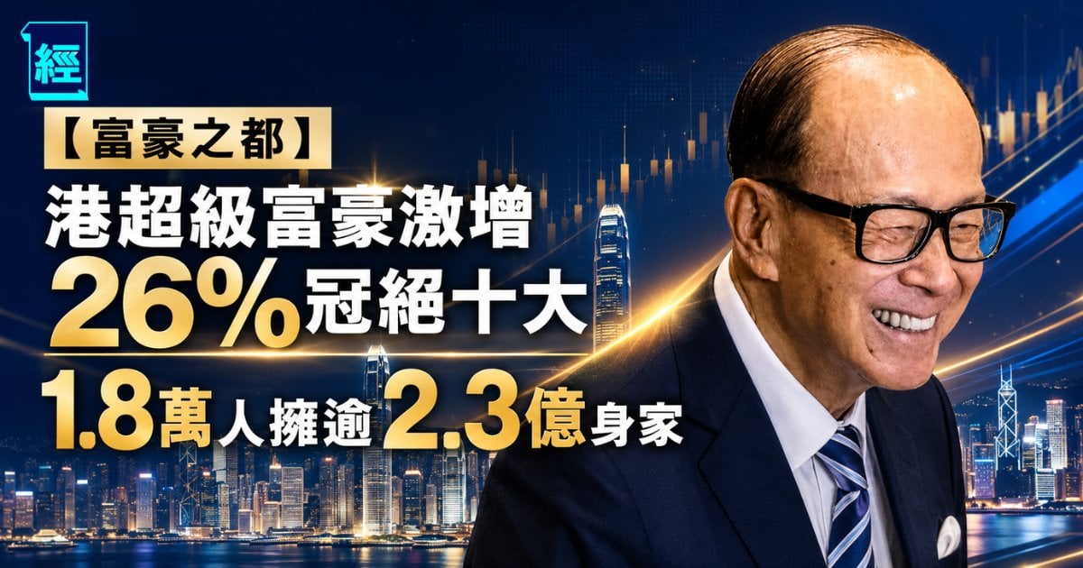 【富豪之都】港超級富豪激增26%冠絕十大 1.8萬人擁逾2.3億身家