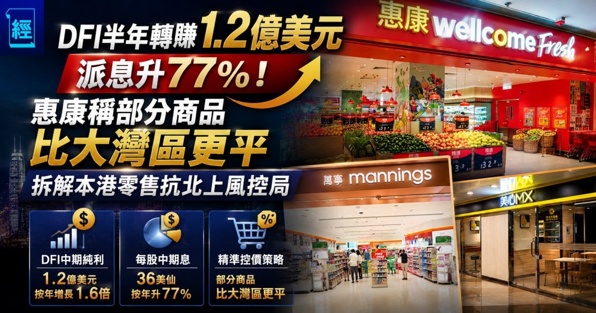 DFI半年轉賺1.2億美元派息升77%！惠康稱部分商品比大灣區更平 拆解本港零售抗北上風控局