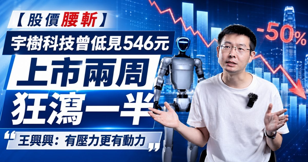 【股價腰斬】宇樹科技曾低見546元 上市兩周狂瀉一半 王興興：有壓力更有動力